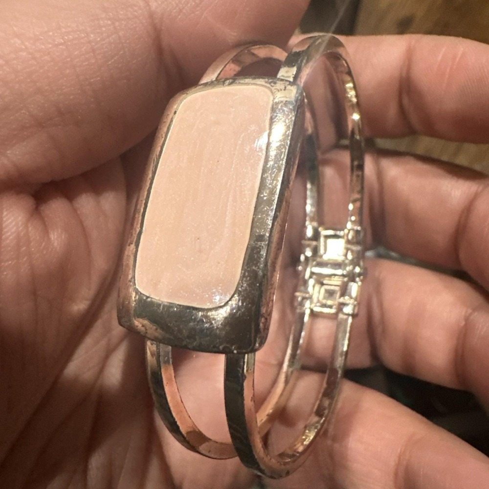 UNIQUE Pink Design And‎ Silver Cuff Bracelet For Ladies Dainty Fit 6.5